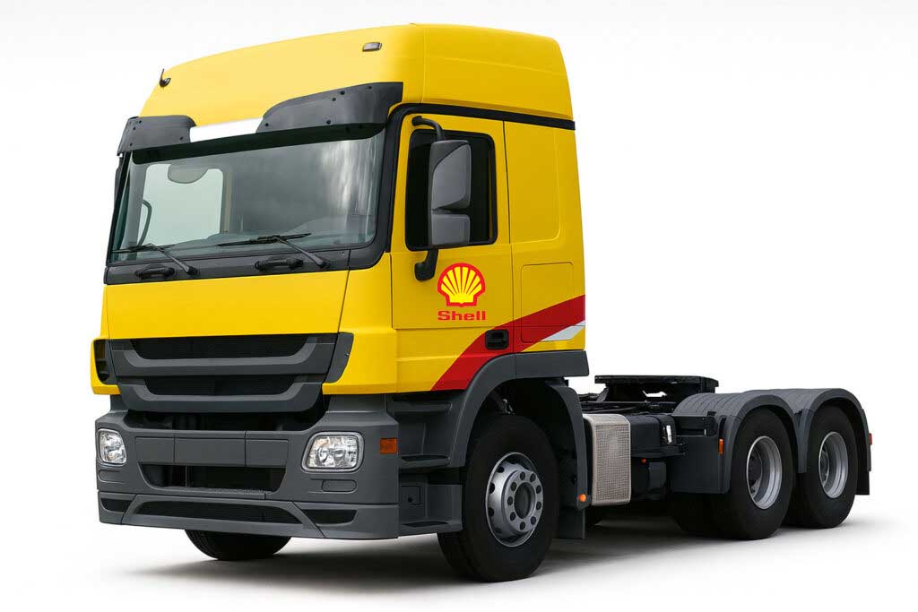 Shell diesel vehicle with label