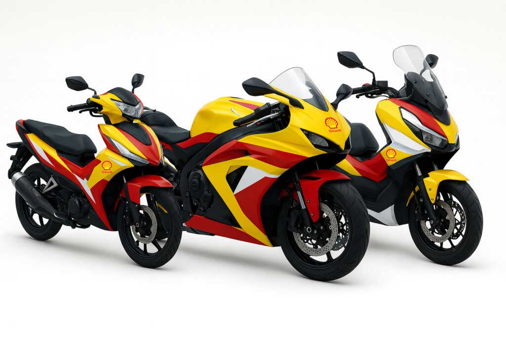 Shell lubricants motorcycle with label